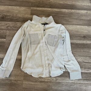 White House Black Market Striped Button Down Shirt - Black and White